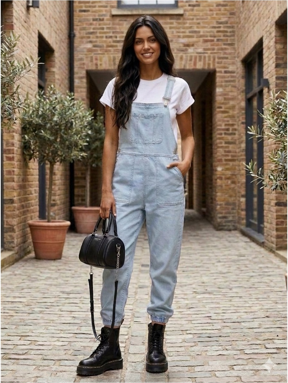 Toxik3 Parisian Stretch Denim Bib Overalls Light Wash Utility Jogger Jumpsuit L